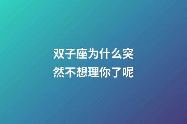 双子座为什么突然不想理你了呢-第1张-星座运势-玄机派