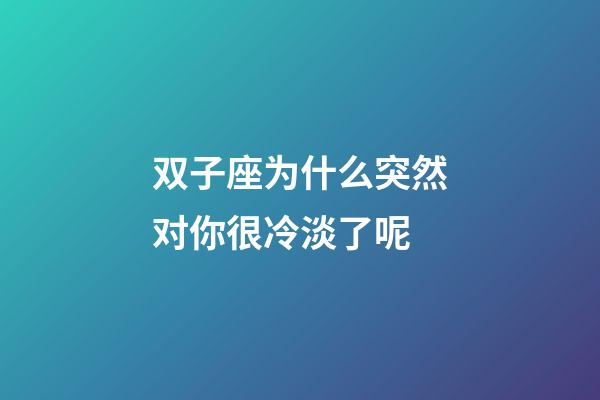 双子座为什么突然对你很冷淡了呢-第1张-星座运势-玄机派