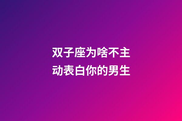 双子座为啥不主动表白你的男生-第1张-星座运势-玄机派