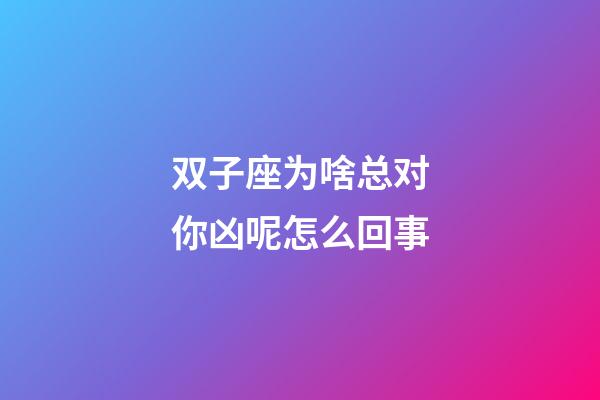 双子座为啥总对你凶呢怎么回事-第1张-星座运势-玄机派