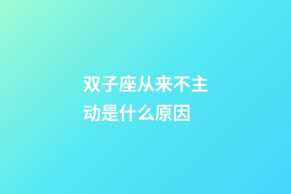 双子座从来不主动是什么原因-第1张-星座运势-玄机派