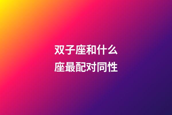 双子座和什么座最配对同性-第1张-星座运势-玄机派