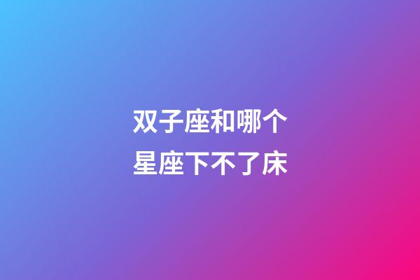 双子座和哪个星座下不了床-第1张-星座运势-玄机派