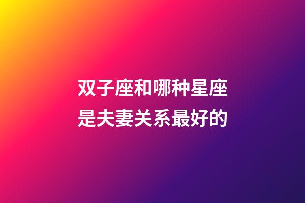 双子座和哪种星座是夫妻关系最好的-第1张-星座运势-玄机派