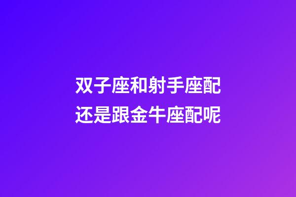 双子座和射手座配还是跟金牛座配呢-第1张-星座运势-玄机派