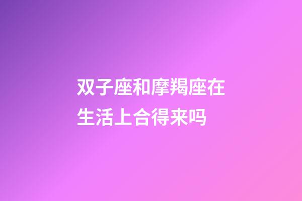 双子座和摩羯座在生活上合得来吗-第1张-星座运势-玄机派