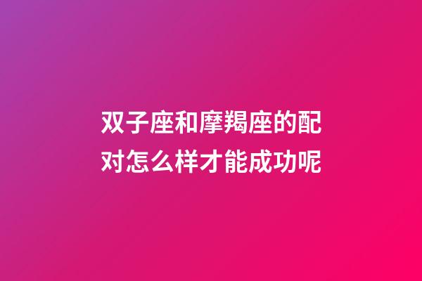 双子座和摩羯座的配对怎么样才能成功呢