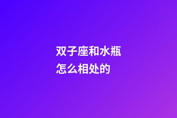 双子座和水瓶怎么相处的-第1张-星座运势-玄机派