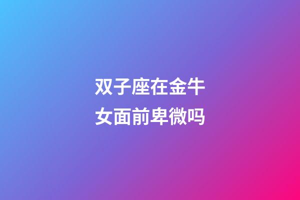 双子座在金牛女面前卑微吗-第1张-星座运势-玄机派