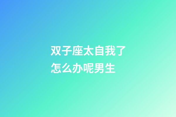 双子座太自我了怎么办呢男生-第1张-星座运势-玄机派