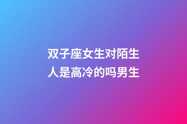 双子座女生对陌生人是高冷的吗男生-第1张-星座运势-玄机派