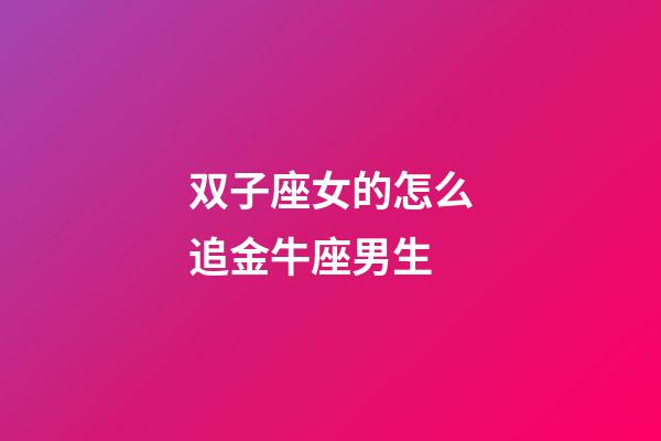 双子座女的怎么追金牛座男生-第1张-星座运势-玄机派