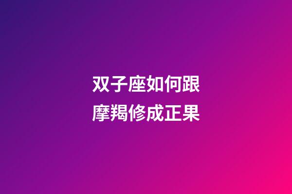 双子座如何跟摩羯修成正果-第1张-星座运势-玄机派