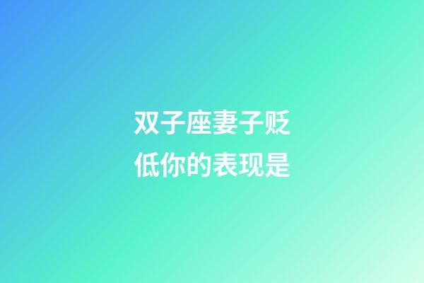 双子座妻子贬低你的表现是-第1张-星座运势-玄机派