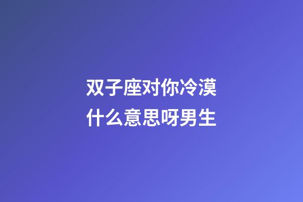 双子座对你冷漠什么意思呀男生-第1张-星座运势-玄机派