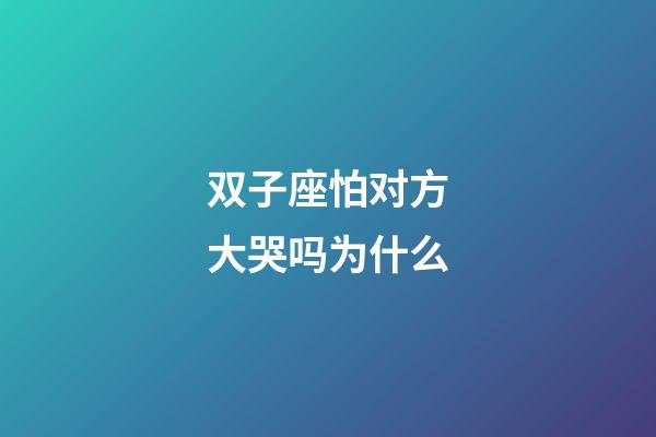 双子座怕对方大哭吗为什么-第1张-星座运势-玄机派