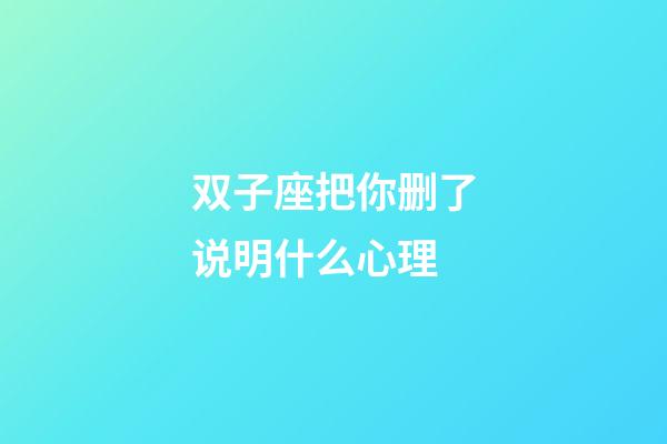 双子座把你删了说明什么心理-第1张-星座运势-玄机派