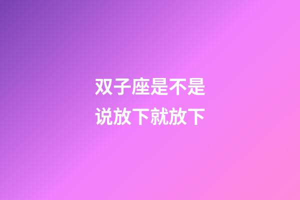 双子座是不是说放下就放下-第1张-星座运势-玄机派