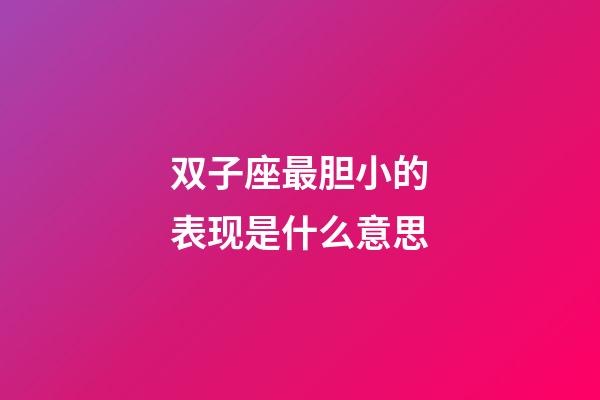 双子座最胆小的表现是什么意思-第1张-星座运势-玄机派