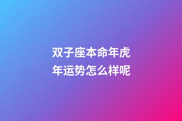 双子座本命年虎年运势怎么样呢