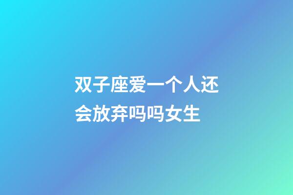 双子座爱一个人还会放弃吗吗女生-第1张-星座运势-玄机派