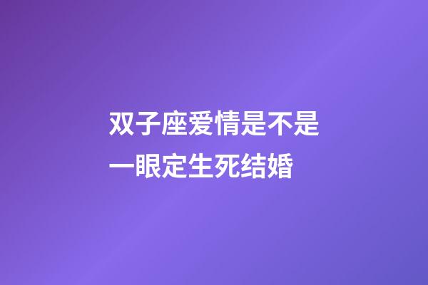 双子座爱情是不是一眼定生死结婚-第1张-星座运势-玄机派