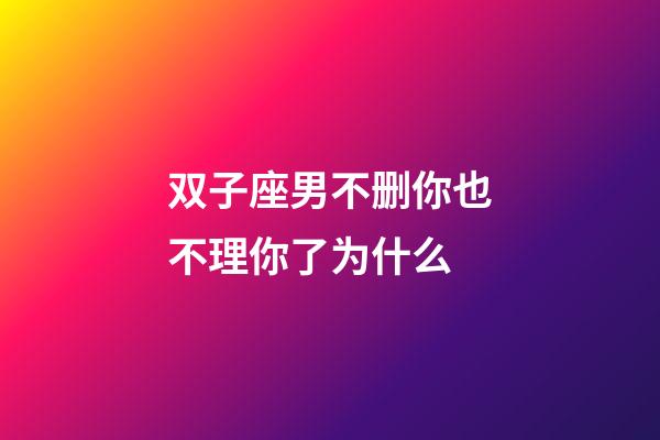 双子座男不删你也不理你了为什么-第1张-星座运势-玄机派