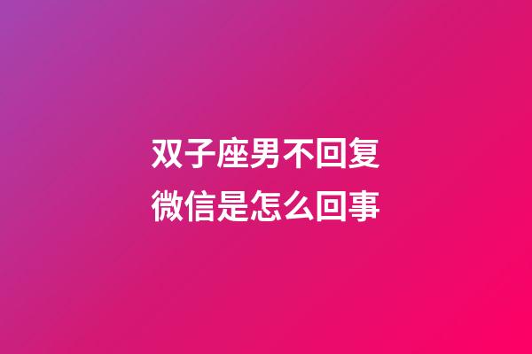 双子座男不回复微信是怎么回事-第1张-星座运势-玄机派