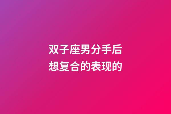 双子座男分手后想复合的表现的-第1张-星座运势-玄机派