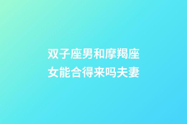双子座男和摩羯座女能合得来吗夫妻-第1张-星座运势-玄机派