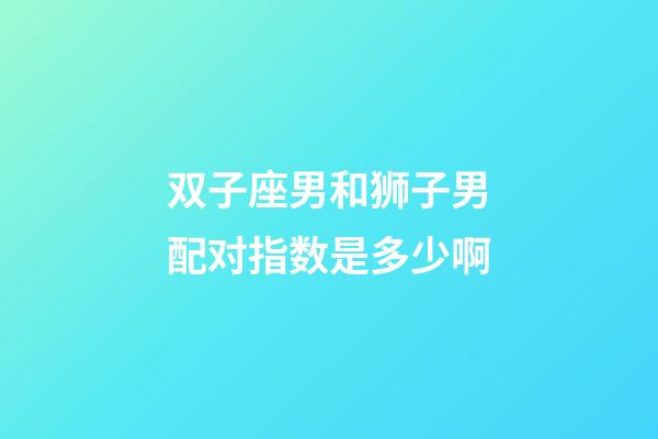 双子座男和狮子男配对指数是多少啊-第1张-星座运势-玄机派