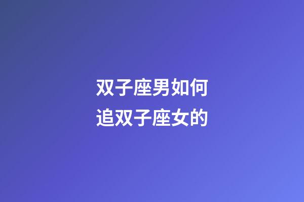 双子座男如何追双子座女的-第1张-星座运势-玄机派