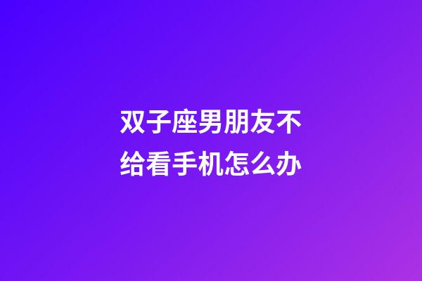 双子座男朋友不给看手机怎么办-第1张-星座运势-玄机派