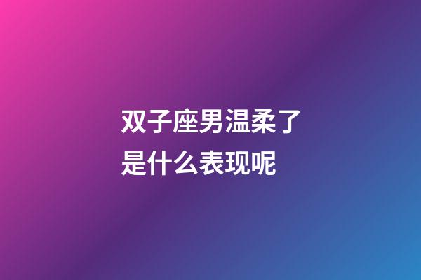 双子座男温柔了是什么表现呢-第1张-星座运势-玄机派
