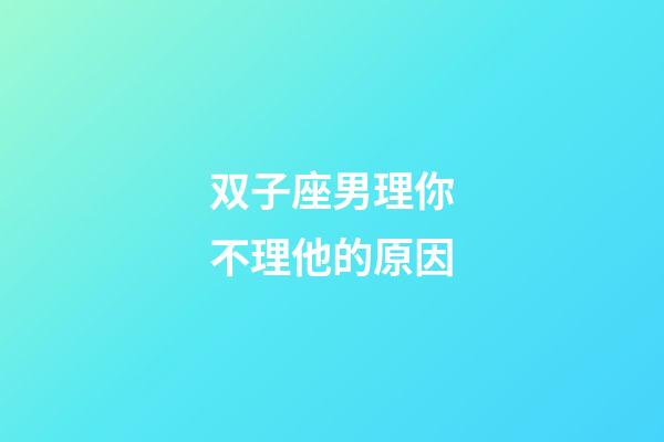 双子座男理你不理他的原因-第1张-星座运势-玄机派