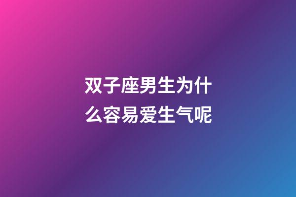 双子座男生为什么容易爱生气呢-第1张-星座运势-玄机派