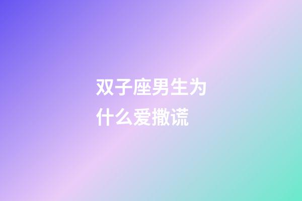 双子座男生为什么爱撒谎-第1张-星座运势-玄机派
