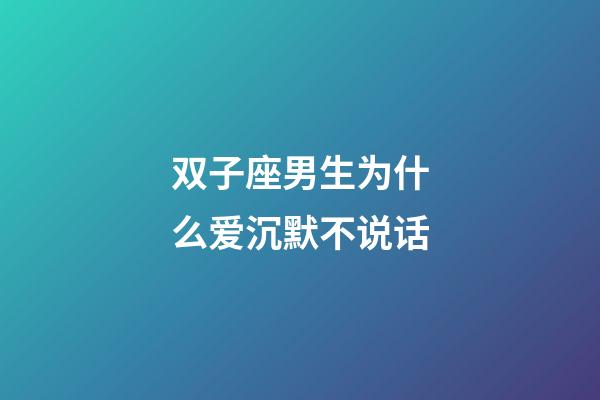 双子座男生为什么爱沉默不说话-第1张-星座运势-玄机派
