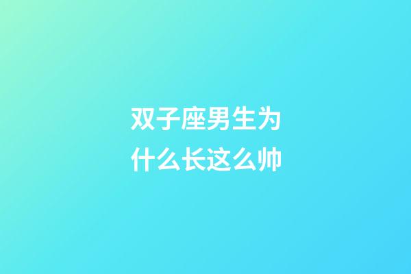 双子座男生为什么长这么帅-第1张-星座运势-玄机派