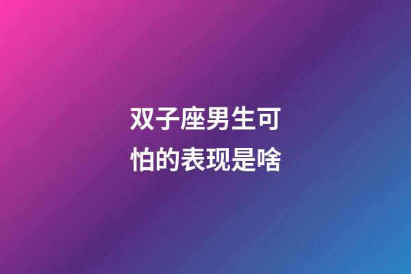 双子座男生可怕的表现是啥-第1张-星座运势-玄机派