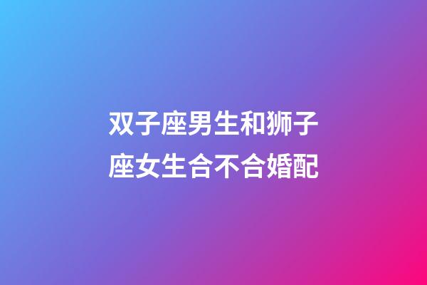 双子座男生和狮子座女生合不合婚配-第1张-星座运势-玄机派