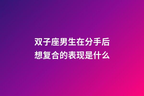 双子座男生在分手后想复合的表现是什么-第1张-星座运势-玄机派