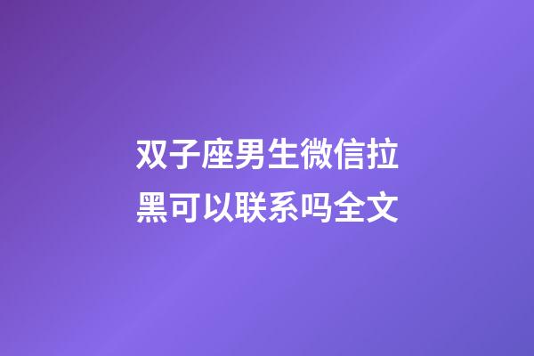 双子座男生微信拉黑可以联系吗全文-第1张-星座运势-玄机派