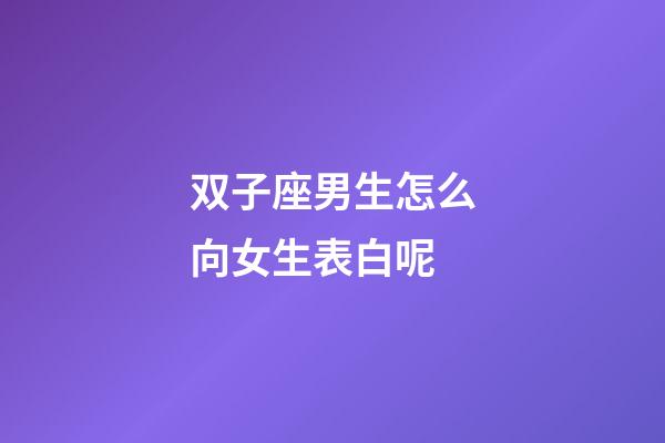 双子座男生怎么向女生表白呢-第1张-星座运势-玄机派