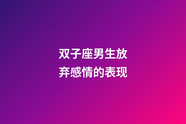 双子座男生放弃感情的表现-第1张-星座运势-玄机派