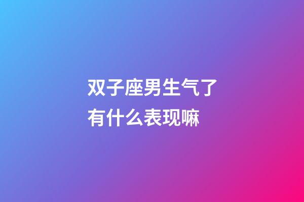 双子座男生气了有什么表现嘛-第1张-星座运势-玄机派