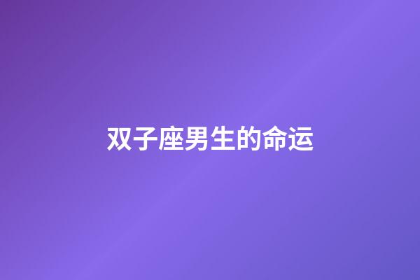 双子座男生的命运-第1张-星座运势-玄机派