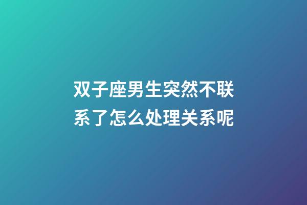 双子座男生突然不联系了怎么处理关系呢-第1张-星座运势-玄机派