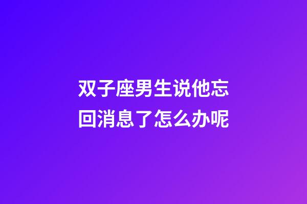 双子座男生说他忘回消息了怎么办呢-第1张-星座运势-玄机派