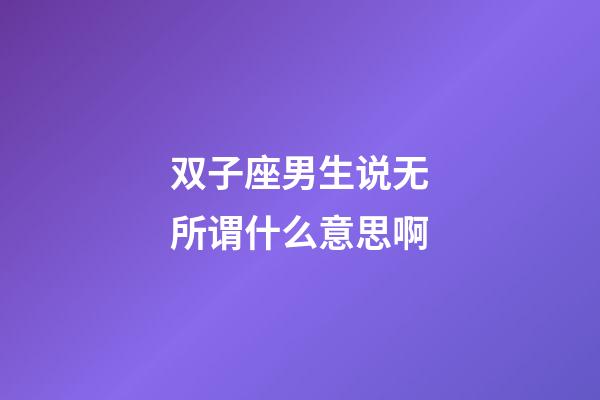 双子座男生说无所谓什么意思啊-第1张-星座运势-玄机派